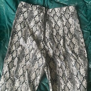 Faux leather snake skin pants